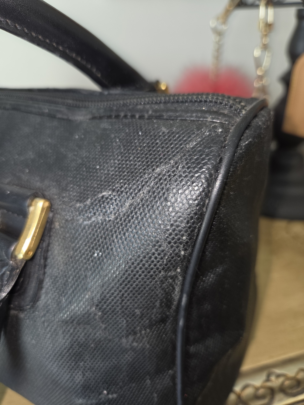 Fendi Black Structured Top-Handle Satchel with Gold Hardware - Picture 9 of 16
